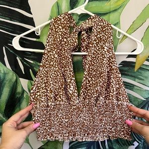 Brown cheetah print halter top